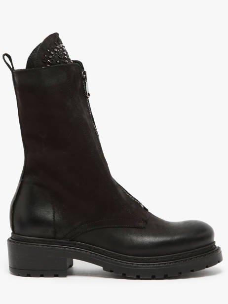 Bottines Biker En Cuir Metisse Noir accessoires Bottines en nubuck avec application de pierres sur la languette.