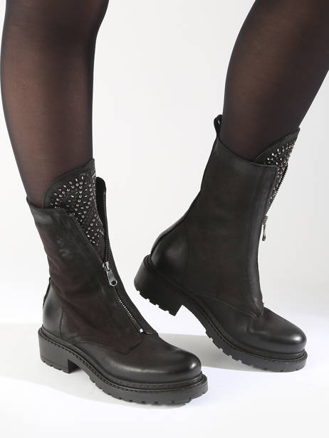 Bottines Biker En Cuir Metisse Noir accessoires Bottines en nubuck avec application de pierres sur la languette. vue secondaire 1