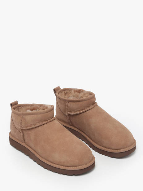 Boots Classic Ultra Mini En Cuir Ugg Marron women 1116109 vue secondaire 2
