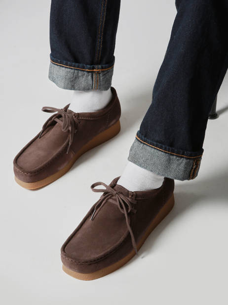 Mocassins Wallabee En Cuir Clarks Marron men 26178279 vue secondaire 1