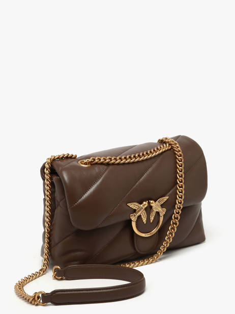 Sac Bandoulière Love Bag Puff Cuir Pinko Marron love bag puff A0F2 vue secondaire 2