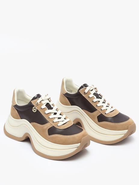 Sneakers Plateforme En Cuir Michael kors Beige women RFS2S293 vue secondaire 1