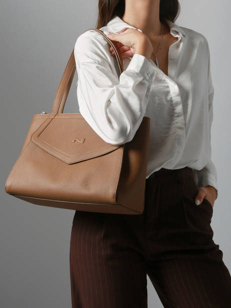 Sac Porté épaule Madeleine Cuir Nathan baume Marron candy 8 vue secondaire 1