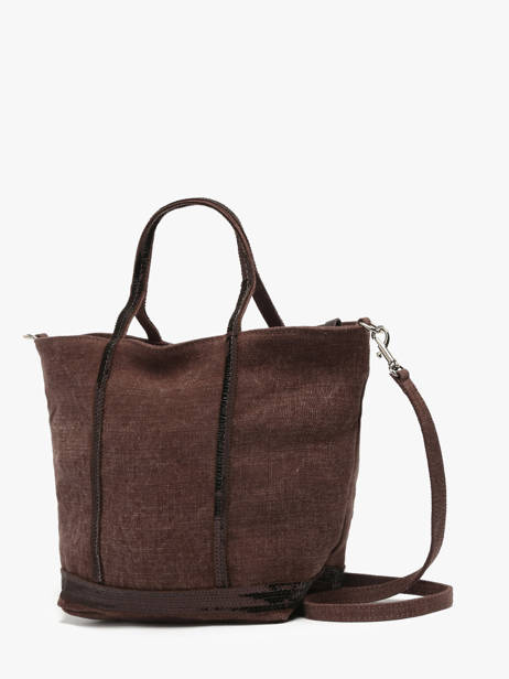 Petit Cabas Zippé Lin Et Paillettes Vanessa bruno Marron cabas lin 31V40435 vue secondaire 2