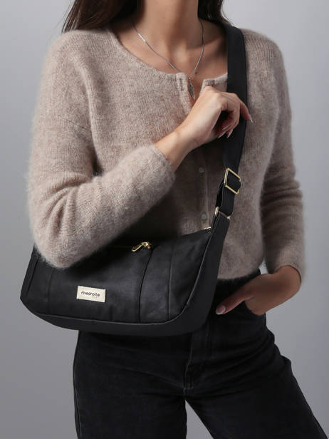 Sac Bandoulière Charlito Waxed Coton Recyclé Rivedroite Noir waxed CHARIWAX vue secondaire 1